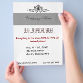 芸術的な蓮の花のブラック＆ホワイトのドローイング セールス チラシ (手)