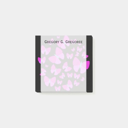 芸術的な蝶の群れ + 名前をカスタムするのノート ポストイット (正面)