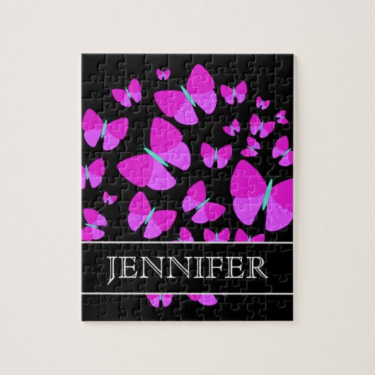 芸術的な蝶の群れ + 名前をカスタムするのパズル ジグソーパズル (縦)