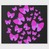 芸術的な蝶包装紙の群れ ラッピングペーパー (フラット)