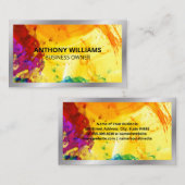 芸術的な質素な背景 |シルバー縁ど 名刺 (正面/裏面)