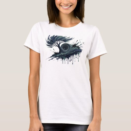 芸術的な青い生命の樹のTシャツデザイン Tシャツ (正面)