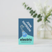 芸術的な青い電球の光線 電気配線 名刺 (スタンド正面)