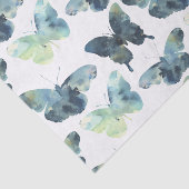 芸術的な青緑の水彩画の蝶パターン 薄葉紙 (詳細)