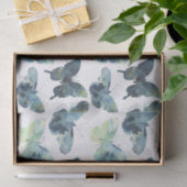 芸術的な青緑の水彩画の蝶パターン 薄葉紙 (ギフト)