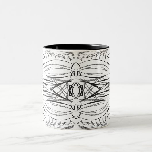 芸術的な黒と白のコーヒーマグ ツートーンマグカップ (中央)