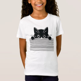 芸術的な黒猫デザイン Tシャツ