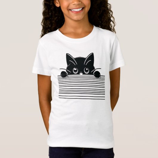 芸術的な黒猫デザイン Tシャツ (正面)