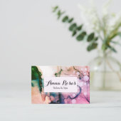 芸術的な*~*のサロン及びスパの上品の抽象芸術の暗い赤紫色 名刺 (スタンド正面)