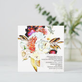 *~* 芸術的なAR15 クイックレスポンス バーガンディ フラワーパターン ウェディング 招待状 (スタンド正面)