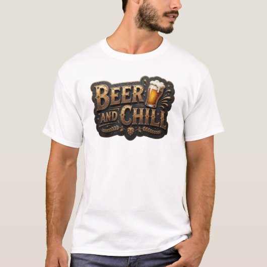芸術的なBEER AND CHILL Tシャツデザイン Tシャツ (正面)