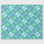 芸術的なGardeniaの花模様の青緑の白 ラッピングペーパー (フラット)