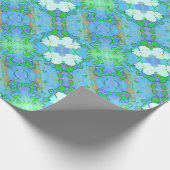 芸術的なGardeniaの花模様の青緑の白 ラッピングペーパー (角)