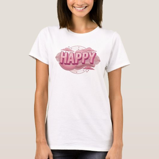 芸術的なHAPPY 2D オリジナルデザイン Tシャツ (正面)