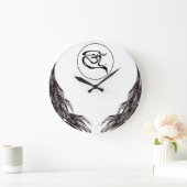 芸術的なOmの記号、黒い色 ラージ壁時計 (ホーム)