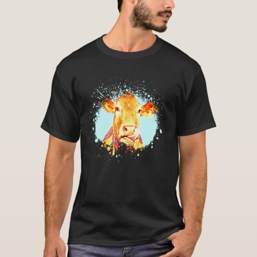 芸術的にエドされた牛を表示 Tシャツ (正面)
