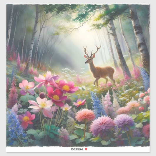 芸術的に捕獲された天然林鹿 シール (シート)