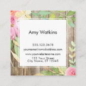 芸術的ぼほ水彩花茶色素朴木材 スクエア名刺 (裏面)