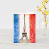 芸術的エッフェルタワー国旗の札 カード (黄色い花)