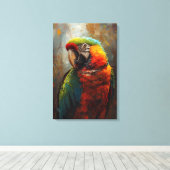 芸術的オウムポートレート-鮮やか油彩画 キャンバスプリント (インサイチュ (ウッドフロア))