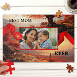 芸術的カスタム最高のファンタジー写真Mom Everパズル ジグソーパズル<br><div class="desc">パズルはカスタム美術風景画の赤いリボンで囲まれた素晴らしあなたの写真を特集。お母さんやおばあちゃんのための楽しい贈り物。</div>