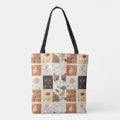 芸術的カラフルアールヌーボーかわいい猫の柄 トートバッグ (裏面)