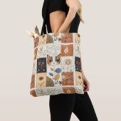 芸術的カラフルアールヌーボーかわいい猫の柄 トートバッグ (クローズアップ)