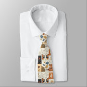 芸術的カラフルアールヌーボーかわいい猫の柄 ネクタイ (タイ)