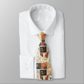 芸術的カラフルアールヌーボーかわいい猫の柄 ネクタイ (タイ)