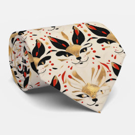 芸術的カラフルアールヌーボー猫パターン ネクタイ