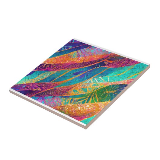 芸術的カラフル植物瓦 タイル (側面)