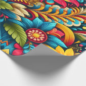 芸術的カラフル花離れ類 ラッピングペーパー (角)
