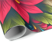 芸術的カラフル花離れ類 ラッピングペーパー (ロールコーナー)