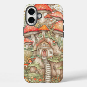 芸術的クリエイティブキノコのイラストレーション iPhone 16 PLUSケース