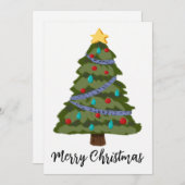 芸術的クリスマスツリーフラットホリデーカード シーズンカード (正面/裏面)