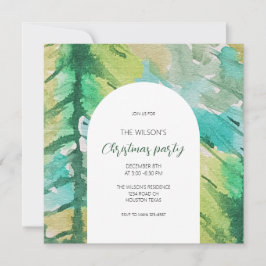 芸術的クリスマス水の色の木模様 招待状