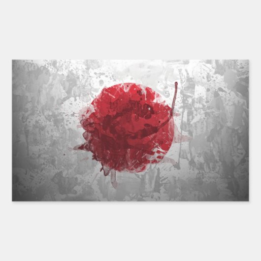 芸術的クール日本の旗 長方形シール (正面)