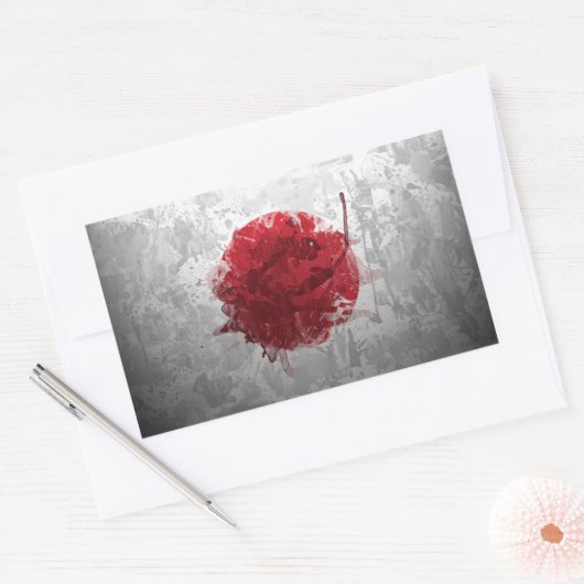 芸術的クール日本の旗 長方形シール (封筒)