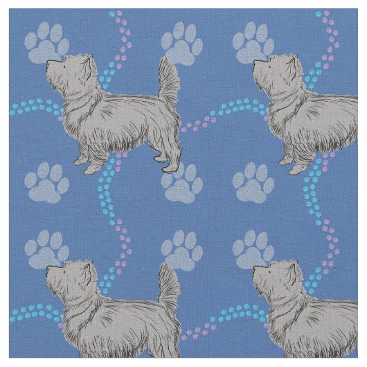 芸術的スケッチ – Cairn Terrier ファブリック (クローズアップ)