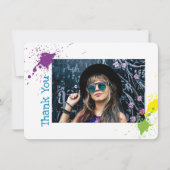 芸術的スタイリッシュ絵を描Spatter Grad Photo Thx Card サンキューカード (正面)