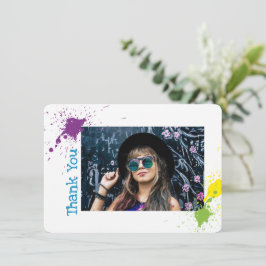 芸術的スタイリッシュ絵を描Spatter Grad Photo Thx Card サンキューカード
