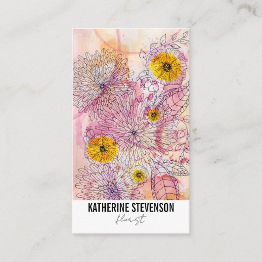 芸術的ソフトウォーター色グラディエント線アートフローリスト 名刺 (正面)