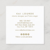 芸術的ターコイズの水彩植物葉のスクアール スクエア名刺 (裏面)