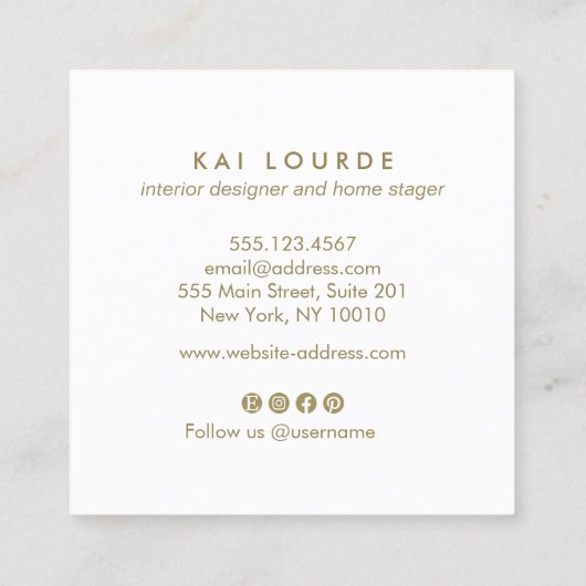 芸術的ターコイズの水彩植物葉のスクアール スクエア名刺 (裏面)