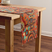 芸術的ターコイズ「複雑なエコー」テーブルランナー ショートテーブルランナー (インサイチュ)