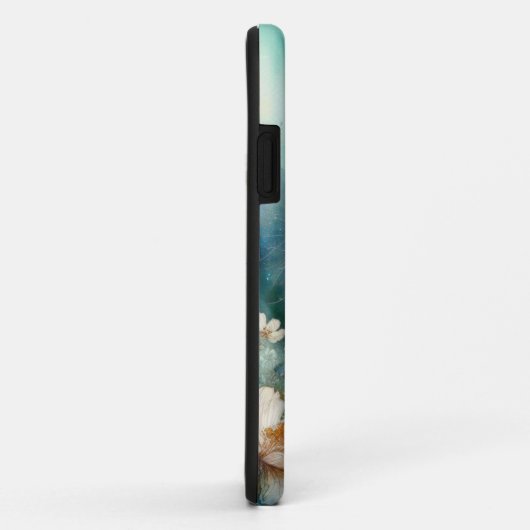 芸術的ティール(緑がかった色)ブルーウォーター色フローラバニー Case-Mate iPhoneケース (裏面/右)