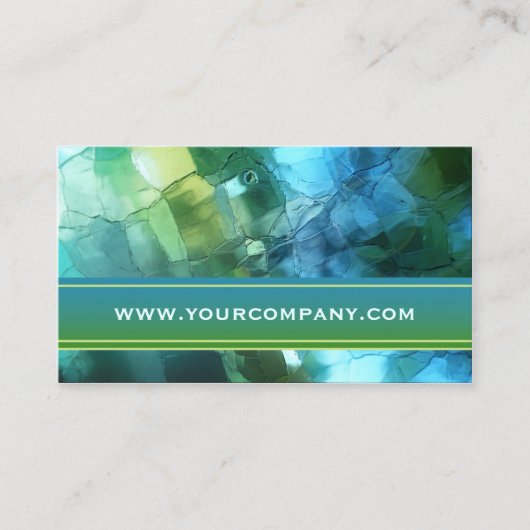 芸術的ティール（緑がかった色）ブルーグリーンガラス名刺 名刺 (正面)