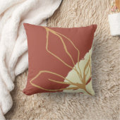 芸術的テラコッタ水彩植物葉 クッション (ブランケット)
