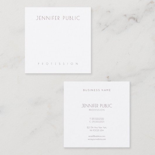 芸術的デザインモダンプロフェッショナルラグジュアリープレーン スクエア名刺 (正面/裏面)