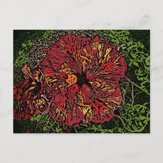 芸術的ハイビスカスカラフル ポストカード (正面)